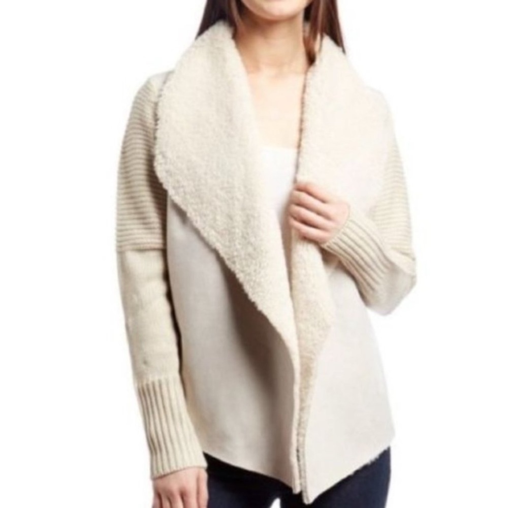 Chelsea & Theodore Faux Suede and Faux Fur Cardigan XL